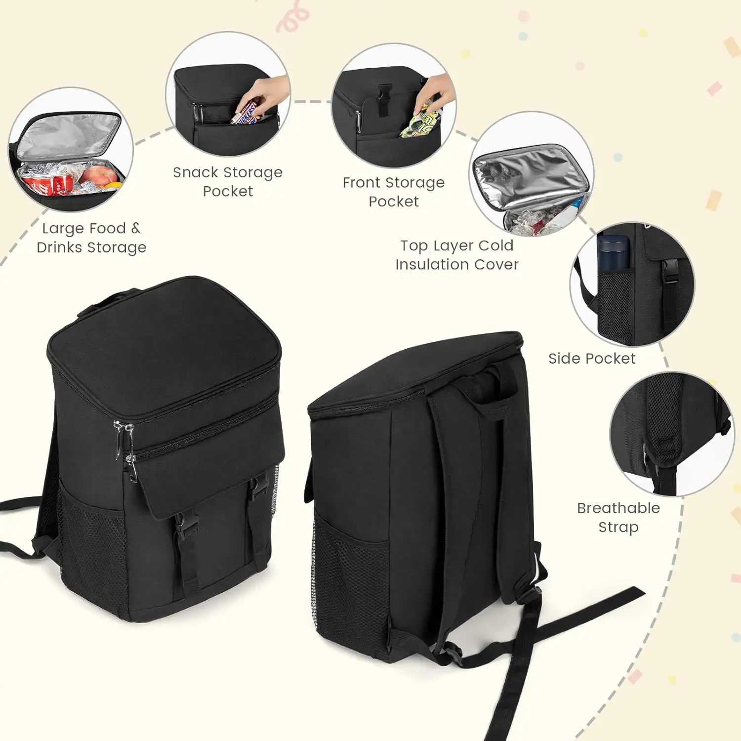 OCKLILY Backpack Cooler, Soft Cooler Backpack Insulated Leak Proof - 71mlfthngvl._ac_sl1500_